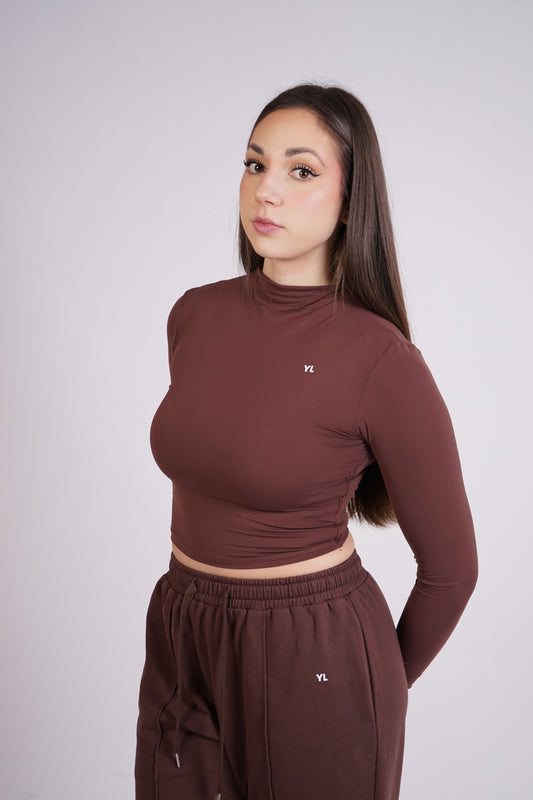 TONE Cropped Top Hnědý