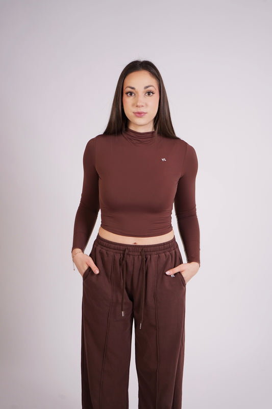 TONE Cropped Top Hnědý